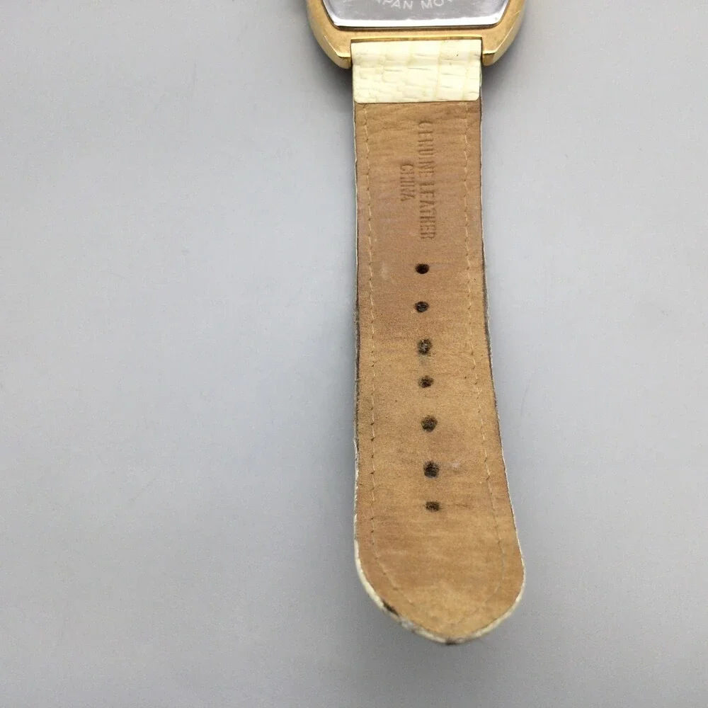 Joan Rivers Womens Watch 41mm Black Dial Gold Case White Leather 4377